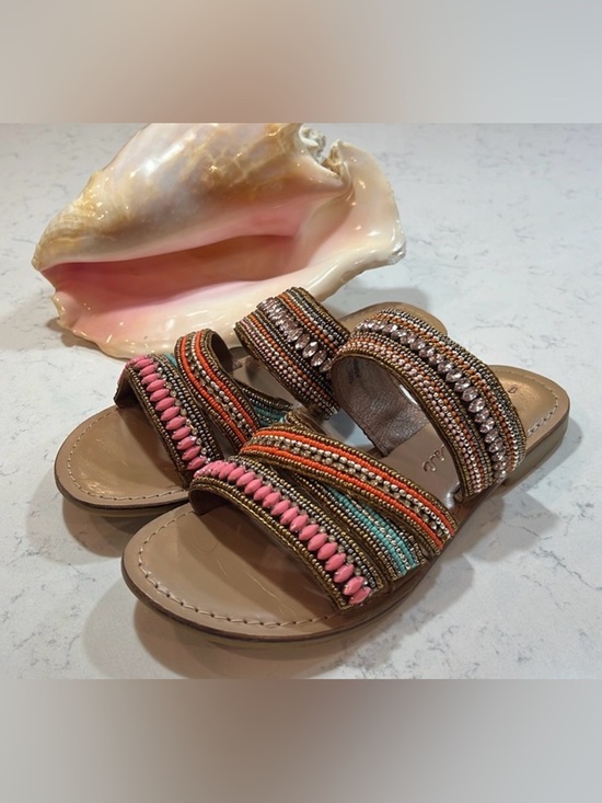 Matisse Shoes - Matisse Leather Korbin slip on multicolored bead embellished sandals sz8